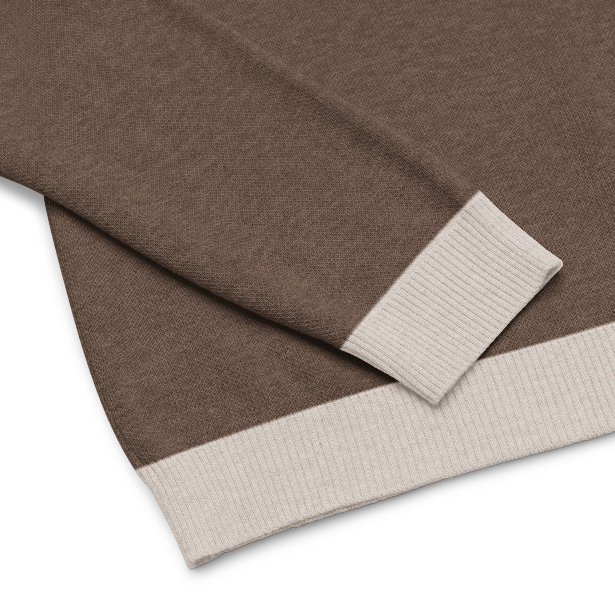 Camisola de gola redonda em malha caramelo