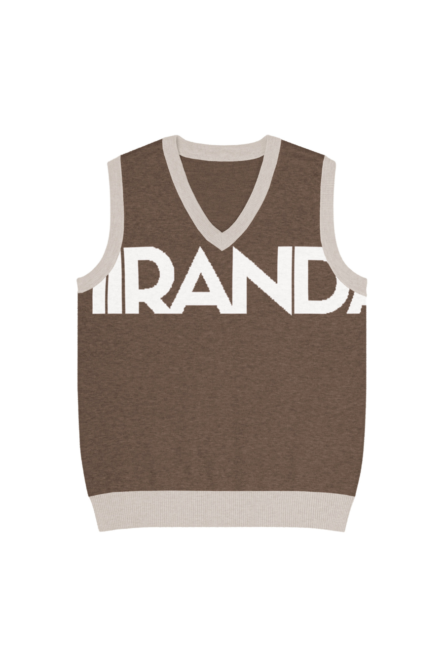 Colete de malha caramelo com decote em V