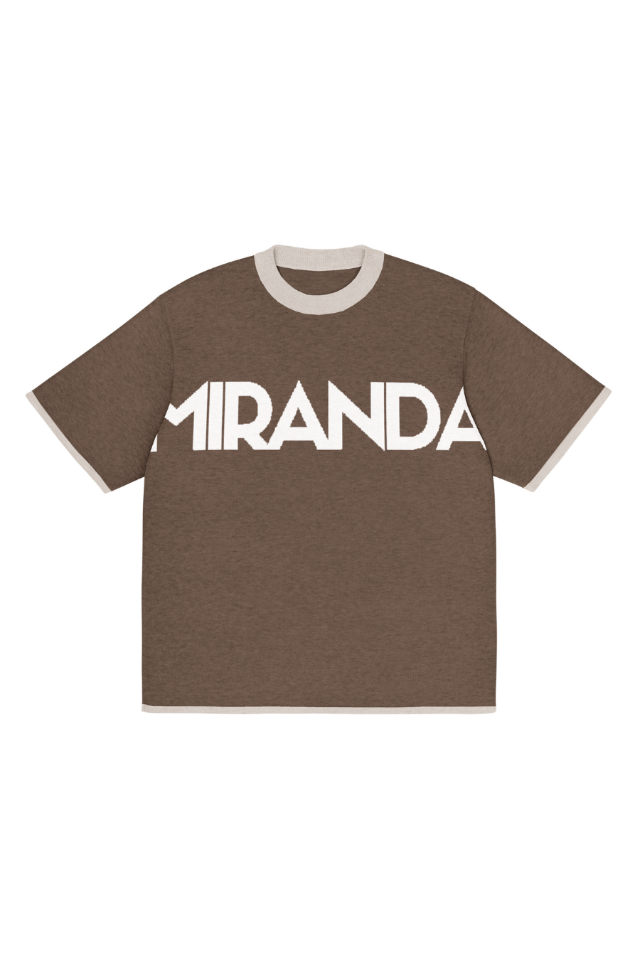 T-shirt clássica de malha caramelo