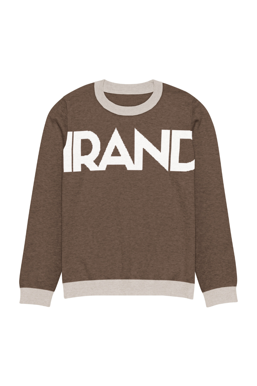 Camisola de gola redonda em malha caramelo