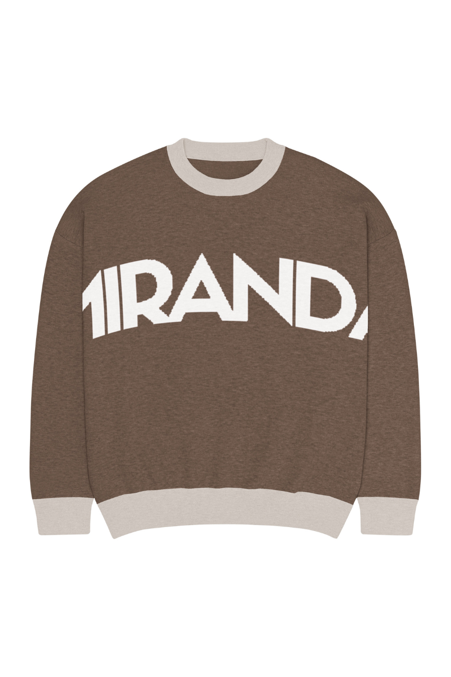 Camisola de gola redonda em malha caramelo com corte descontraído